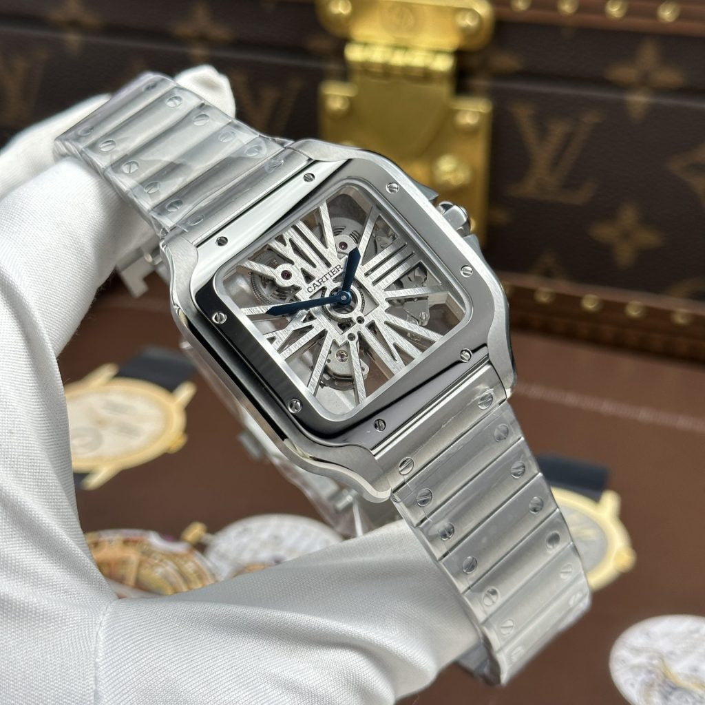 Cartier Santos Skeleton Super Clone Swiss Machine (41.9mm x35.1mm)