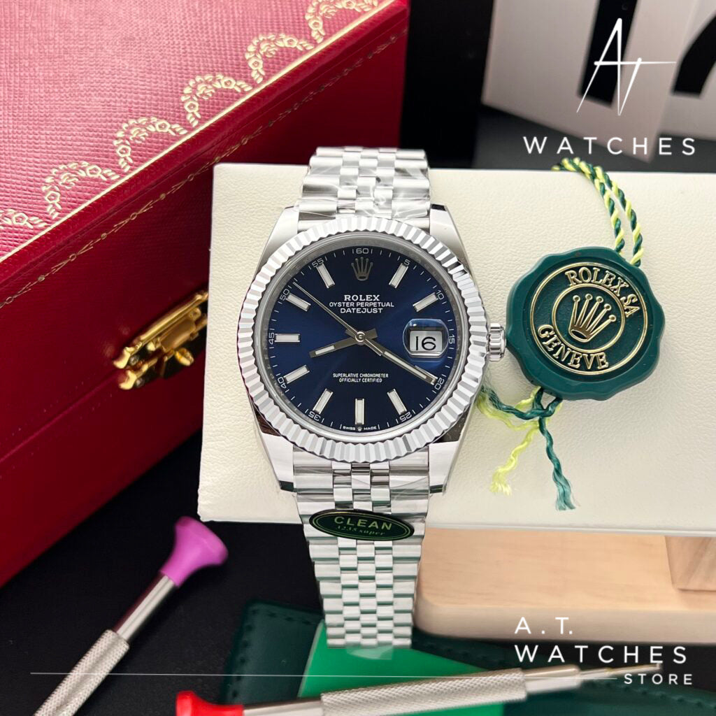 Premium Swiss Automatic Rolex Datejust Homage Men's Watch Blue Dial