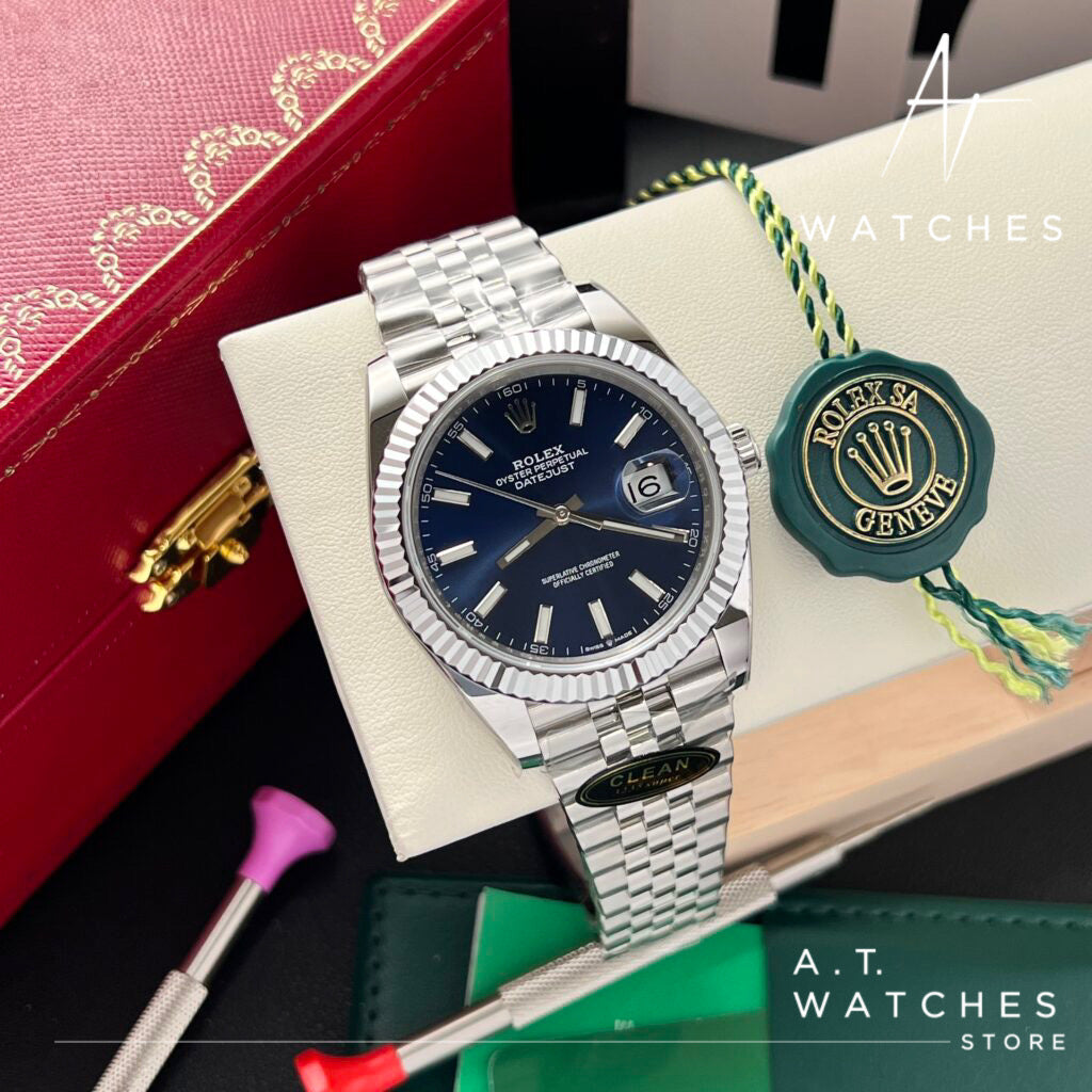 Premium Swiss Automatic Rolex Datejust Homage Men's Watch Blue Dial