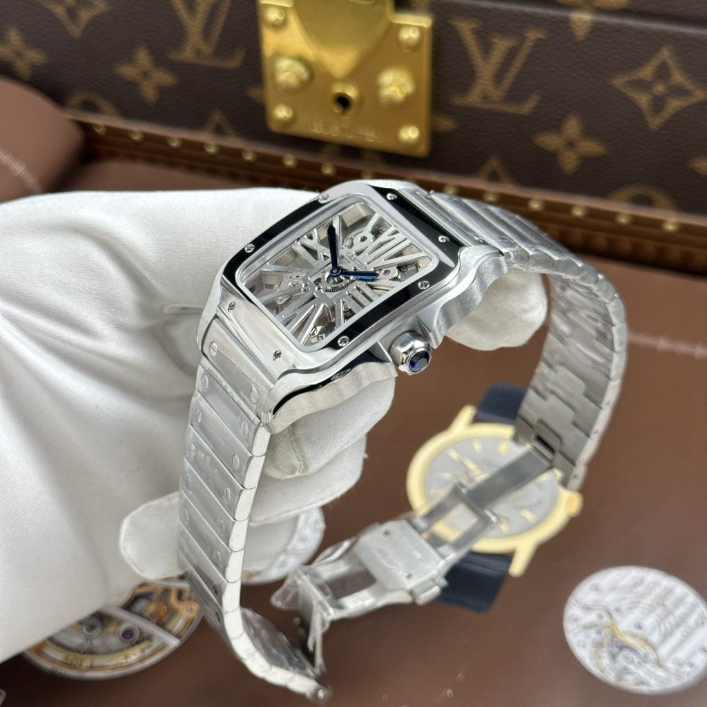 Cartier Santos Skeleton Super Clone Swiss Machine (41.9mm x35.1mm)